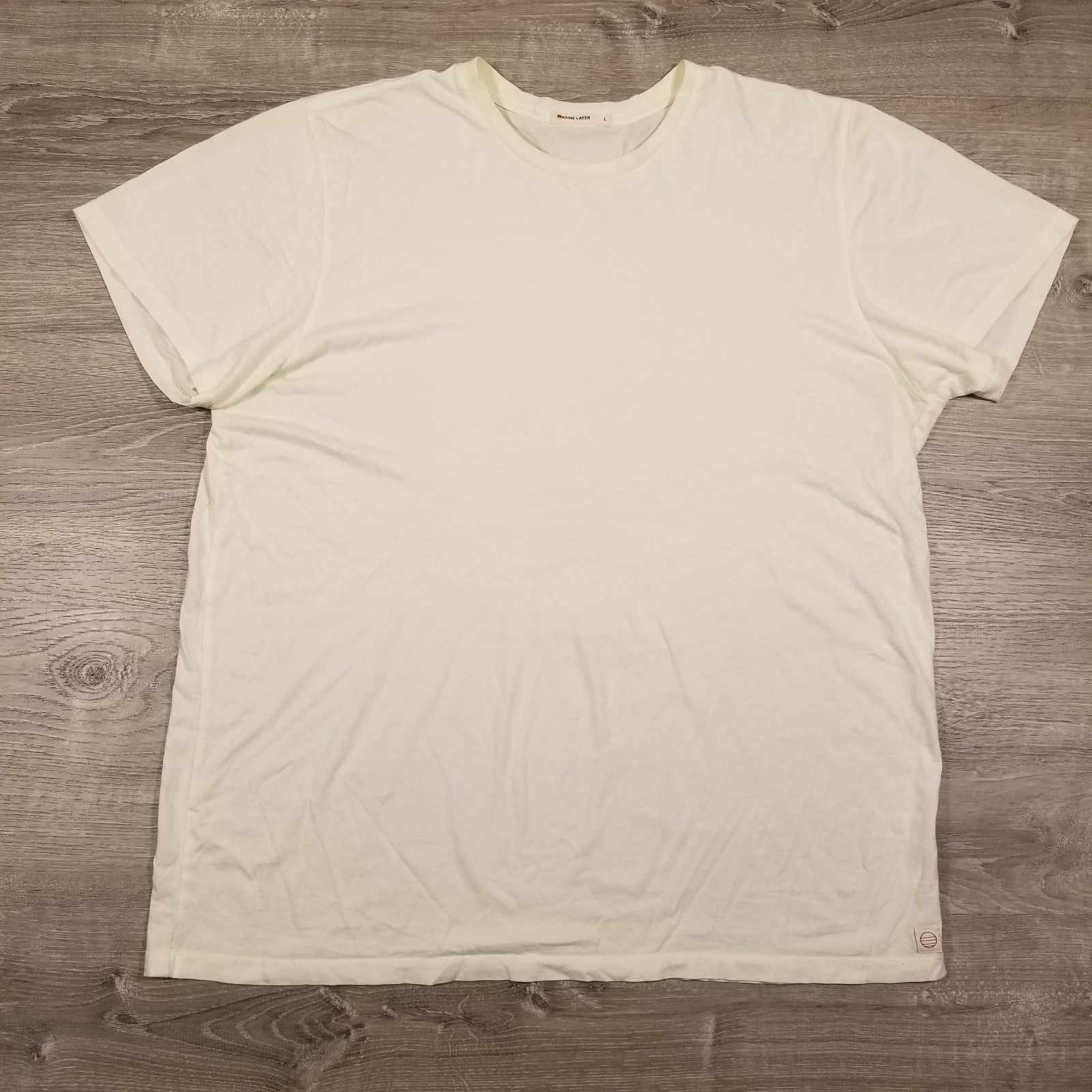 Marine Layer Mens Signature Crew T Shirt Large White Core Large Tencell Cotton