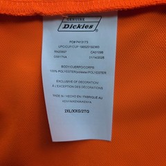 Genuine Dickies Men SIZE 2XL Short Sleeve Regular Fit Performance T Shirt Orange