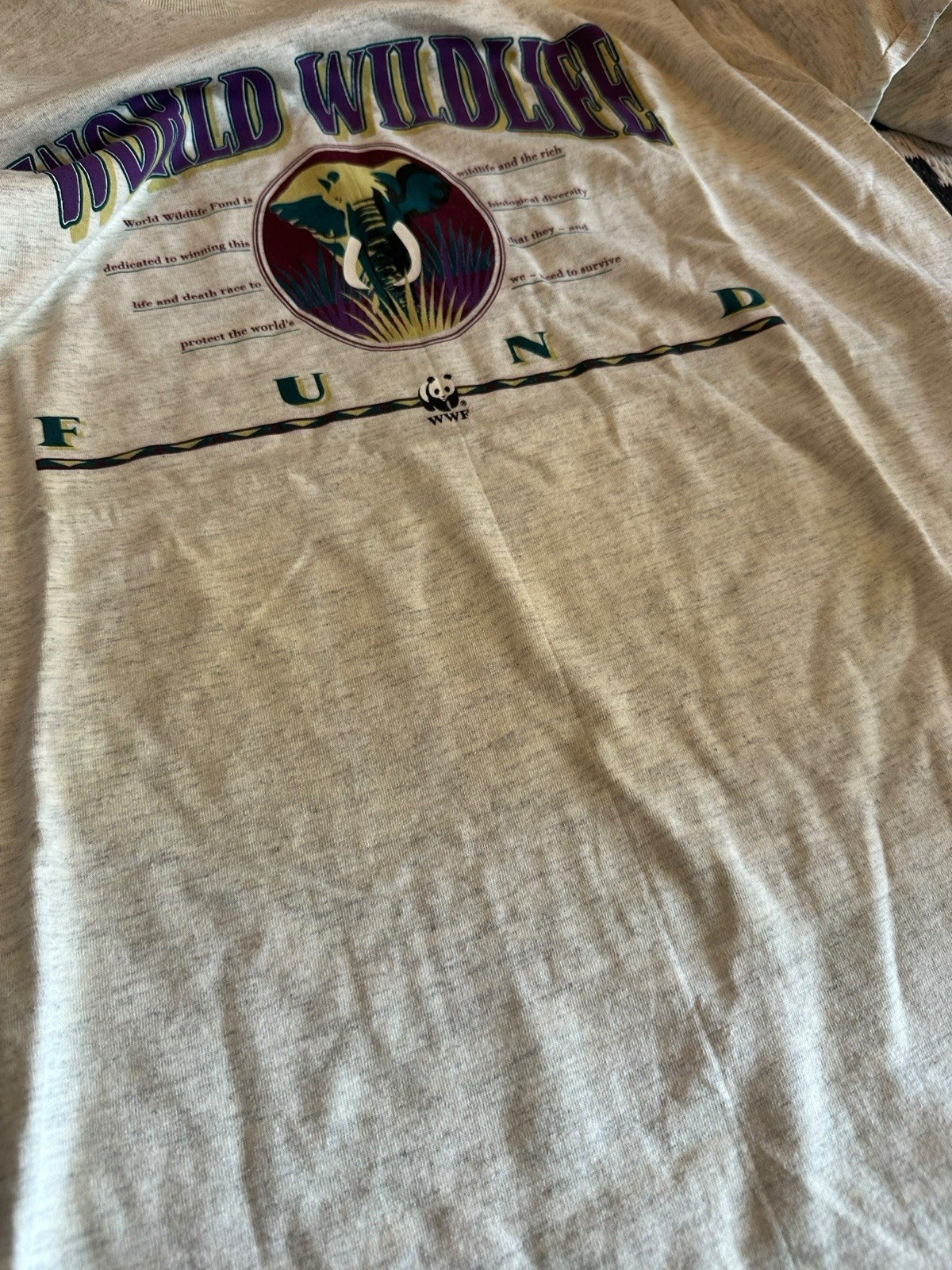 VTG 90s World Wildlife Fund Shirt XL Elephant Panda See Photo For Discoloration gallery