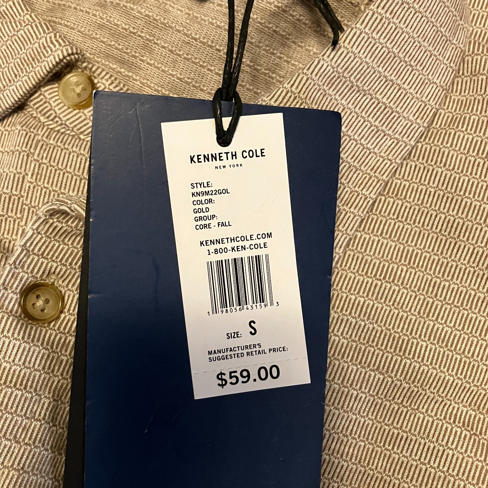 Kenneth Cole Mens S Techni-Cole Knit Shirt New With Tags 100% Cotton Textured gallery