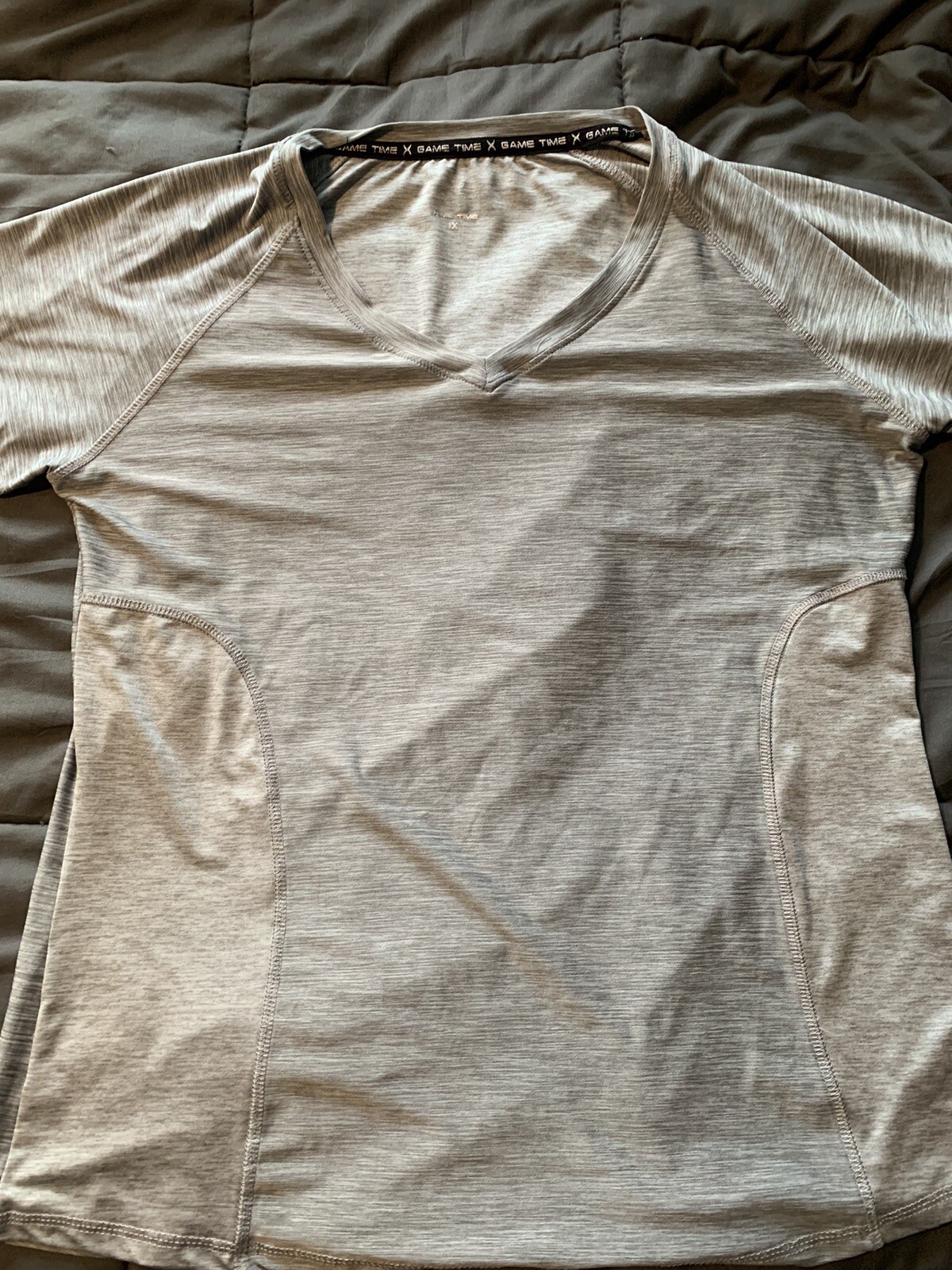 Men's Game Time Gray Dress Up T-Shirt V-Neck Size 1X - Nylon/Spandex gallery