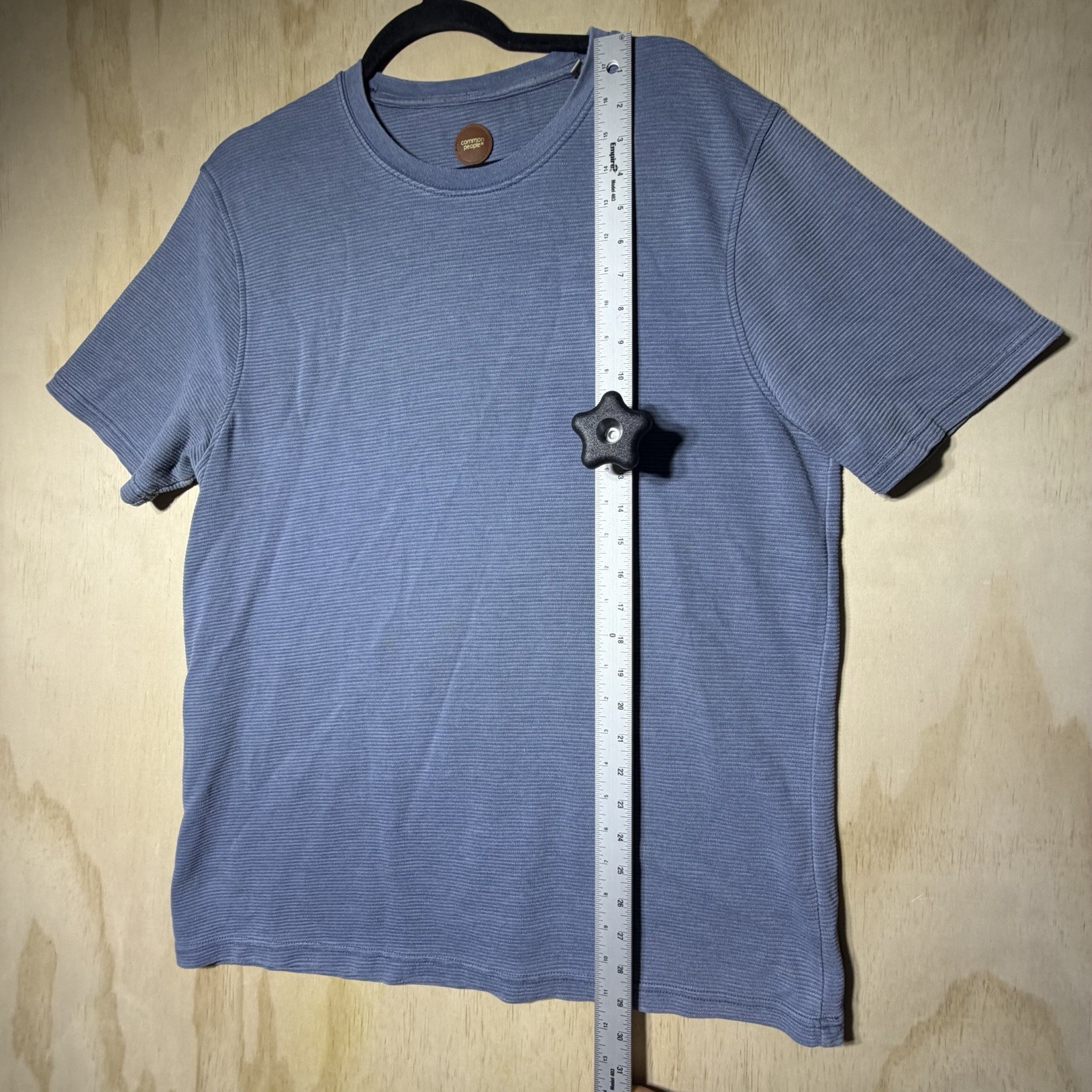Common People Ribbed Knit T Shirt Large Blue Short Sleeve Casual Minimalist Tee gallery