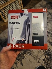 NIB Levis 6 Pack Mens V-Neck Premium Cotton T-SHIRTS Small White Grey Black
