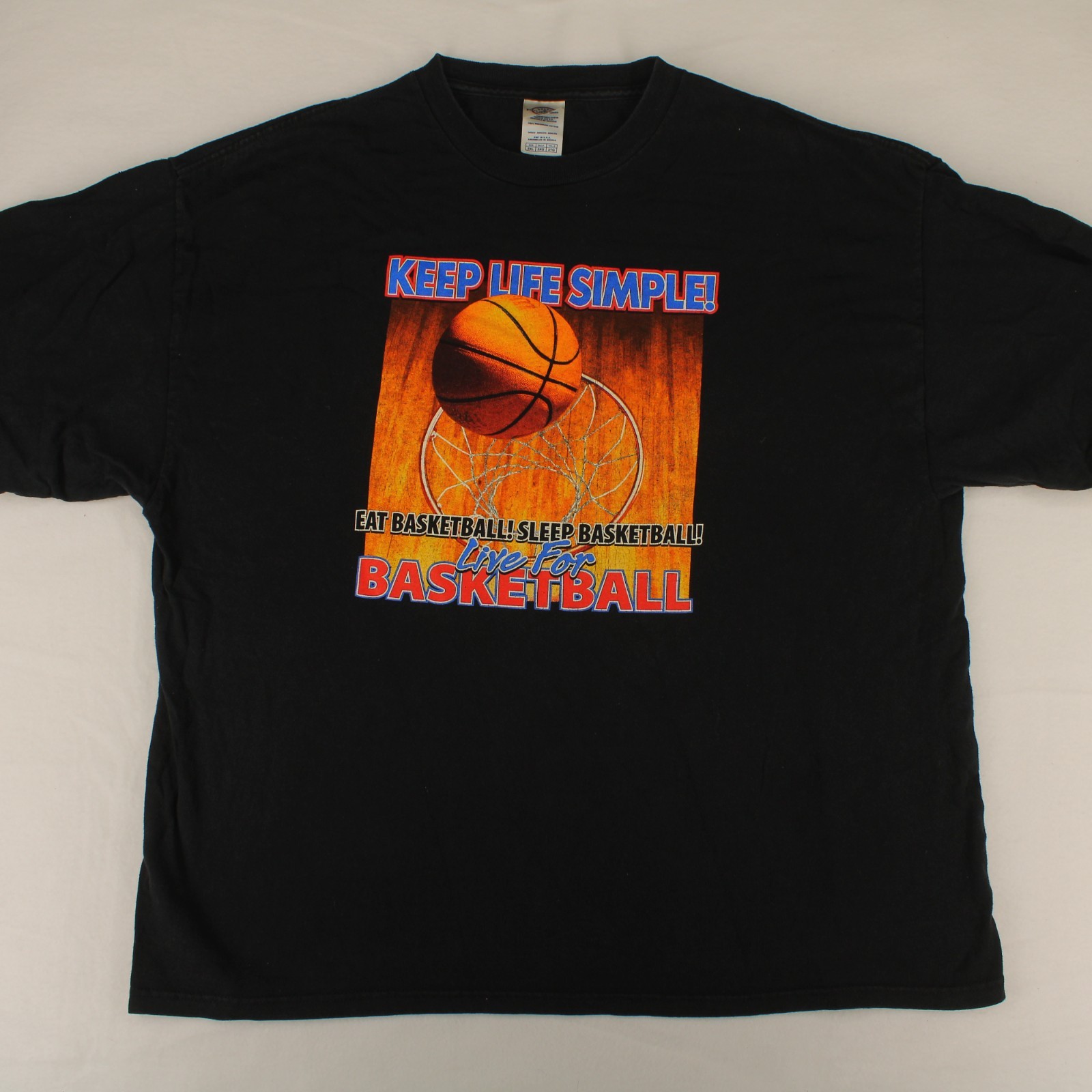 EAT SLEEP BASKETBALL Vtg Delta Pro Black Graphic T-SHIRT Men's 2XL gallery