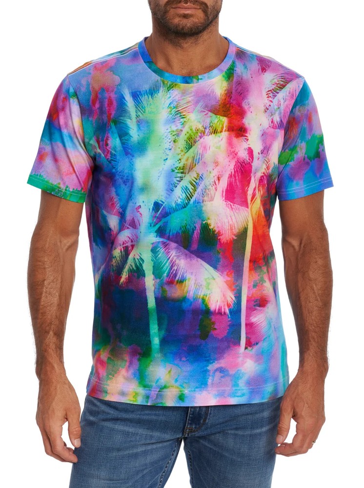 Robert Graham TROPIX Tie Dye Palms T Shirt Tee Large NWT $118 FREE SHIP! L