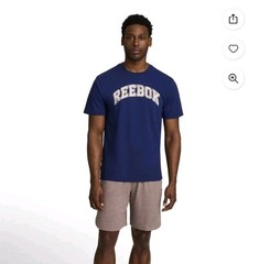 New Reebok Men’s Blue Spellout Short Sleeve Graphic Print T-Shirt Sz XL