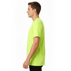 Hanes Men’s Authentic High Visibility T-Shirt, His Vis Safety Green Short Sleeve