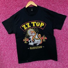 ZZ Top Elevation Tour Rock Band Snake & Skull Graphic T-Shirt Large