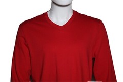 Club Room Men’s Red Performance Long-Sleeve V-Neck Cotton T-Shirt Size Large L