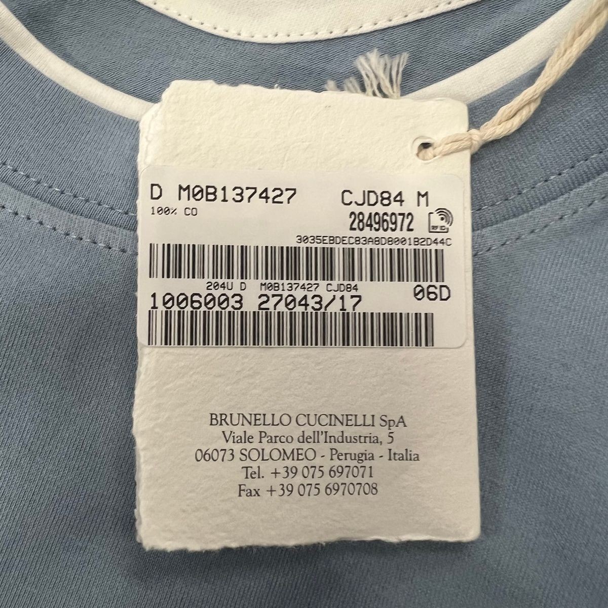 BRUNELLO CUCINELLI Cotton Crewneck T-shirt Men's Size M Light Blue gallery