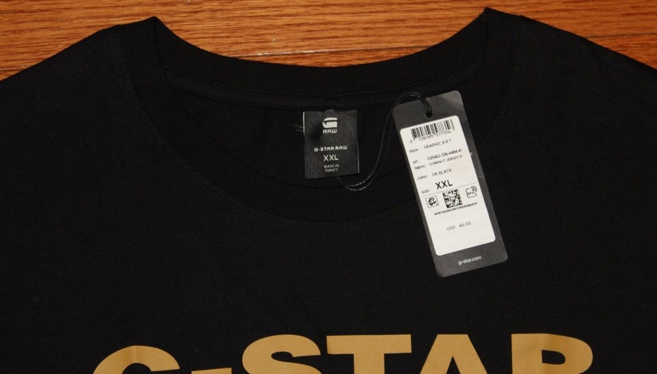 Mens G-STAR ORIGINALS RAW DENIM Graphic Tee BLACK T-Shirt XXL 100% Cotton *3F gallery