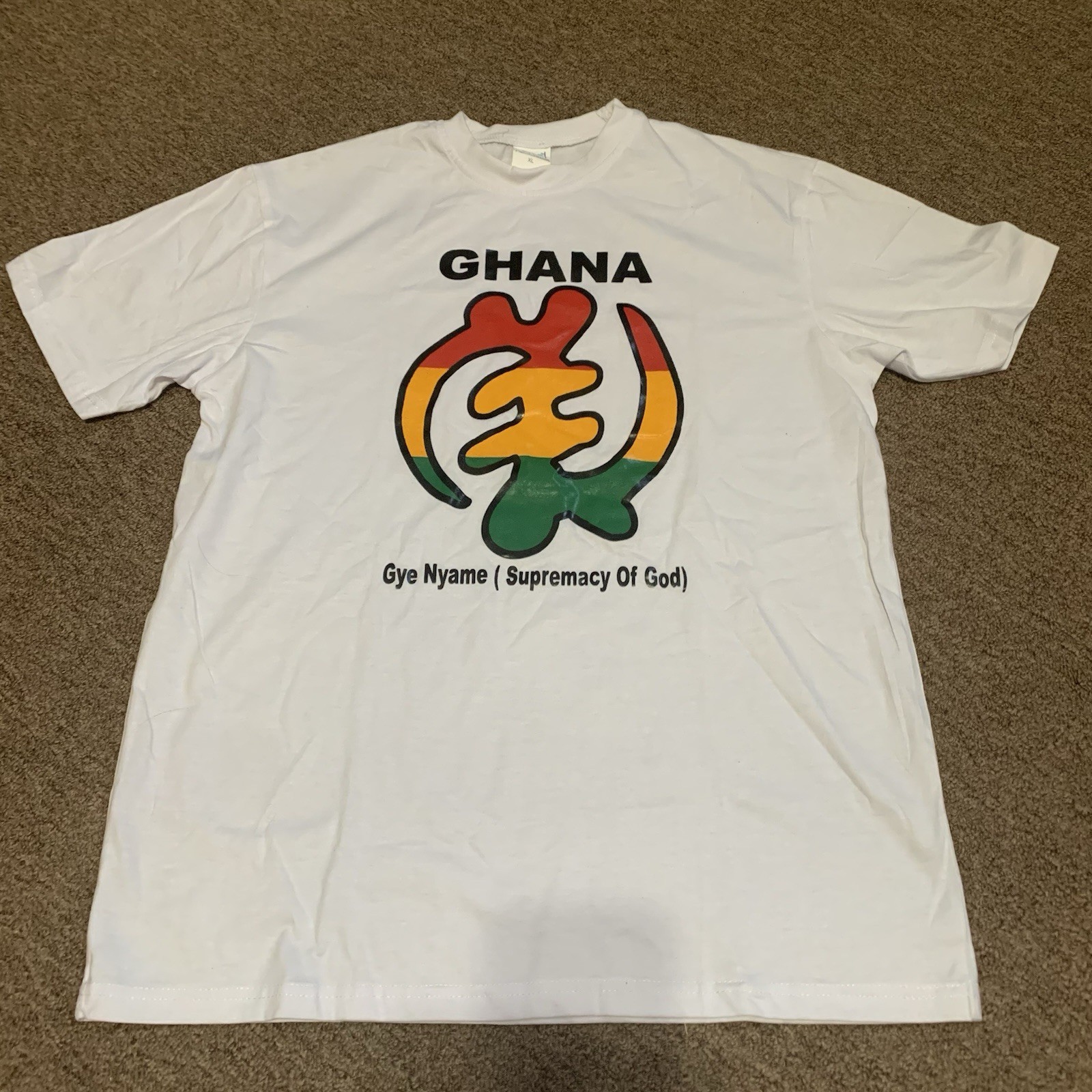Mens White Ghana T-shirt Size XL Hoyk Awim Cotton