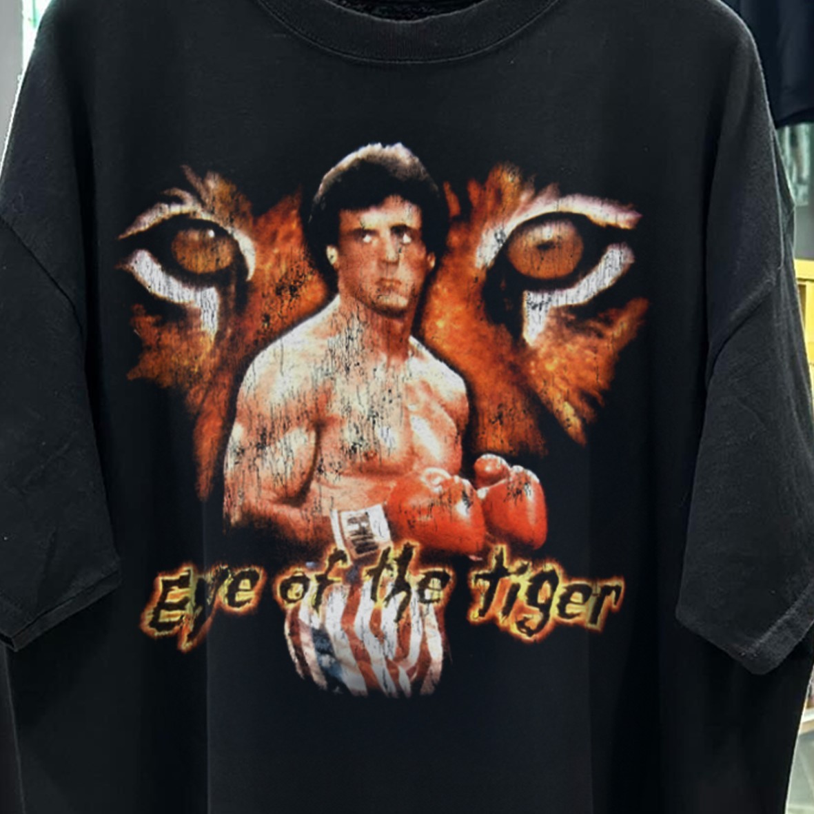 80's Eye Of The Tiger "Rocky 3 " Washed Black T-Shirt XL gallery