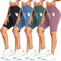 4 Pack Biker Shorts for Women – 8″ High Waist Tummy Control Workout Yoga Runn…