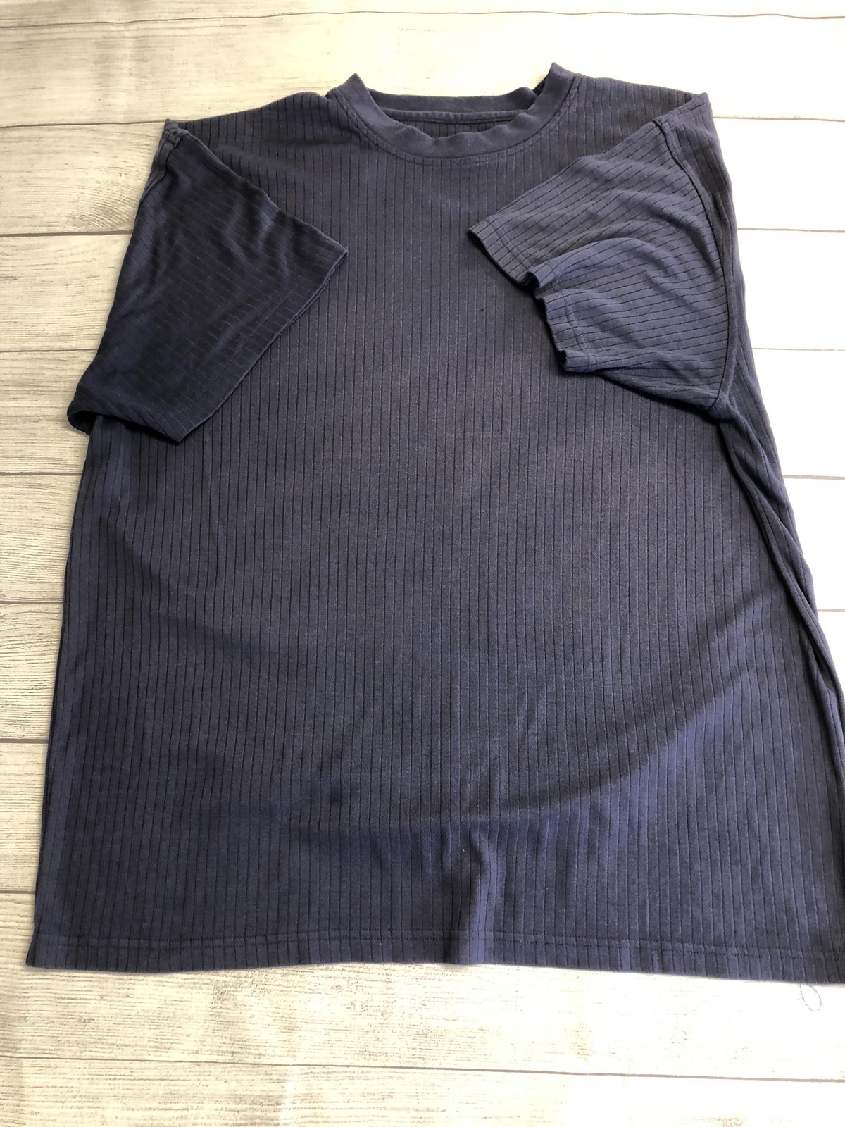 Perry Ellis Portfolio Shirt Mens 2XL Navy Ribbed Knit Crewneck Short Sleeve gallery