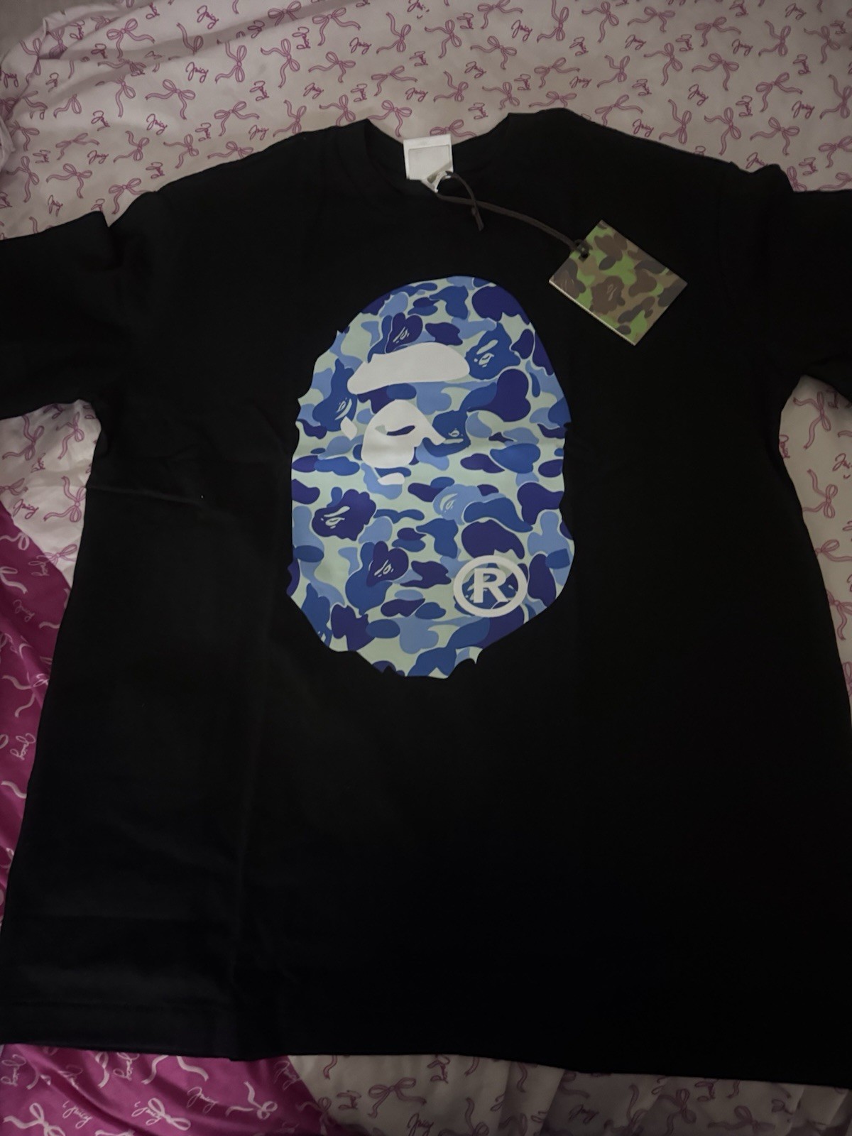Bape Men’s Short Sleeve T-Shirt Size medium blue and black