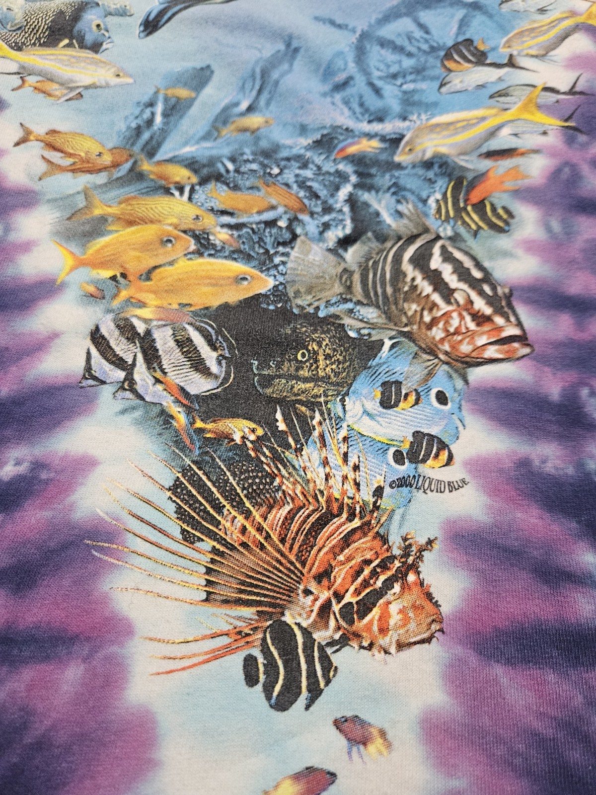 2000 Liquid Blue Y2K Aquatic Sea Life Dolphin Octopus Tie Dye TShirt XL Nature gallery