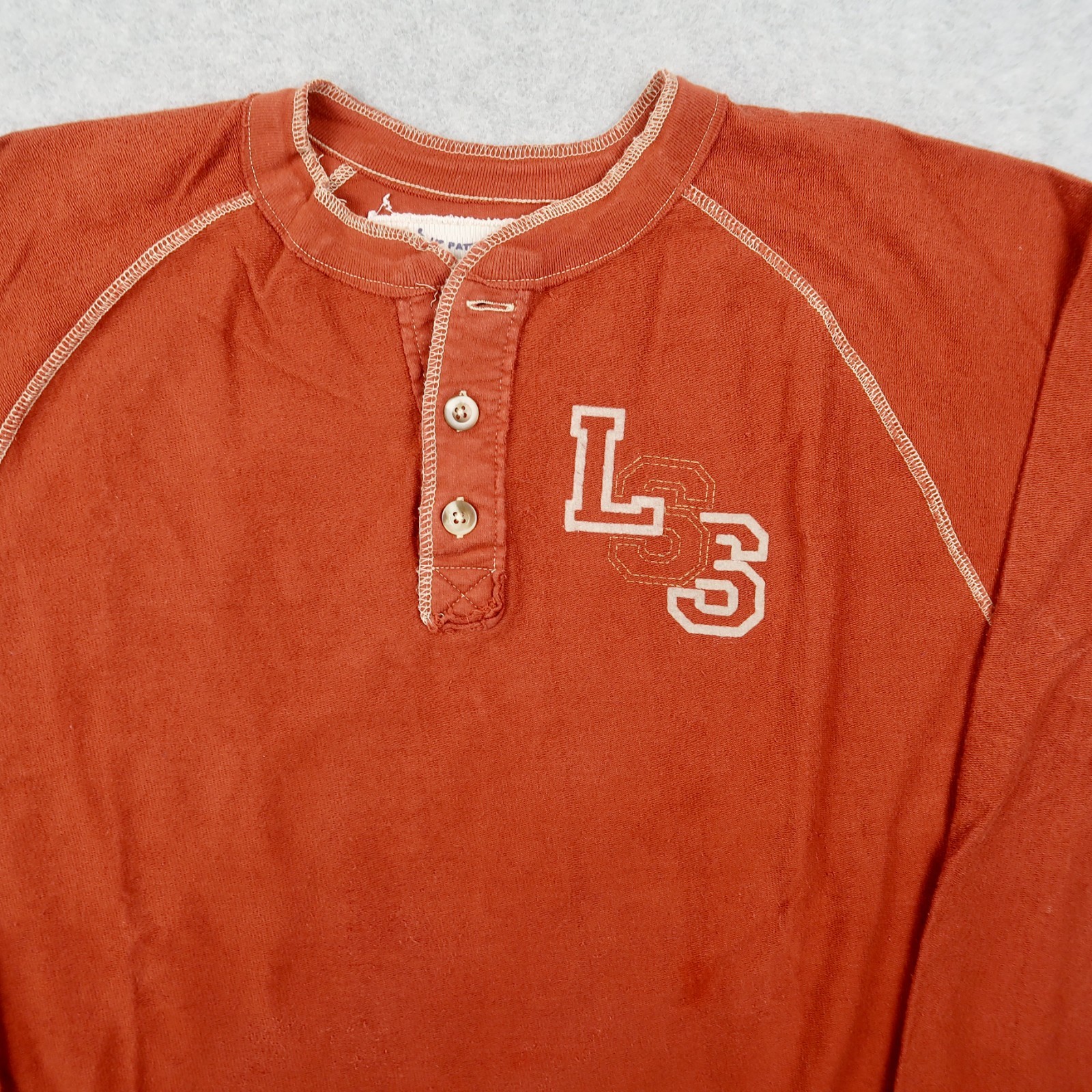 Y2K Levis Signature Henley Shirt Mens L Burnt Orange Long Sleeve Contrast Stitch gallery