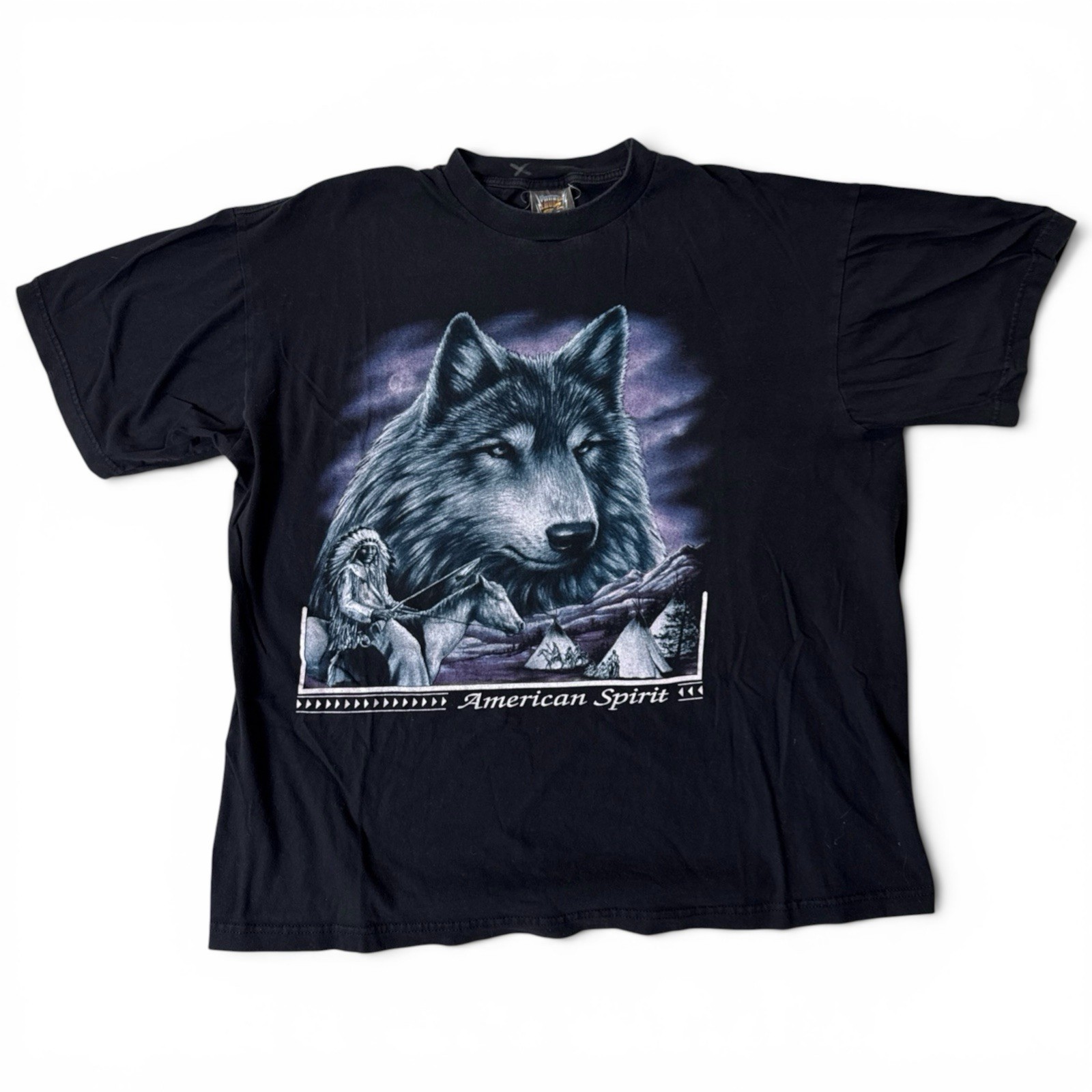 Vintage Thunder Sportswear American Spirit Wolf Native American T Shirt Size XL