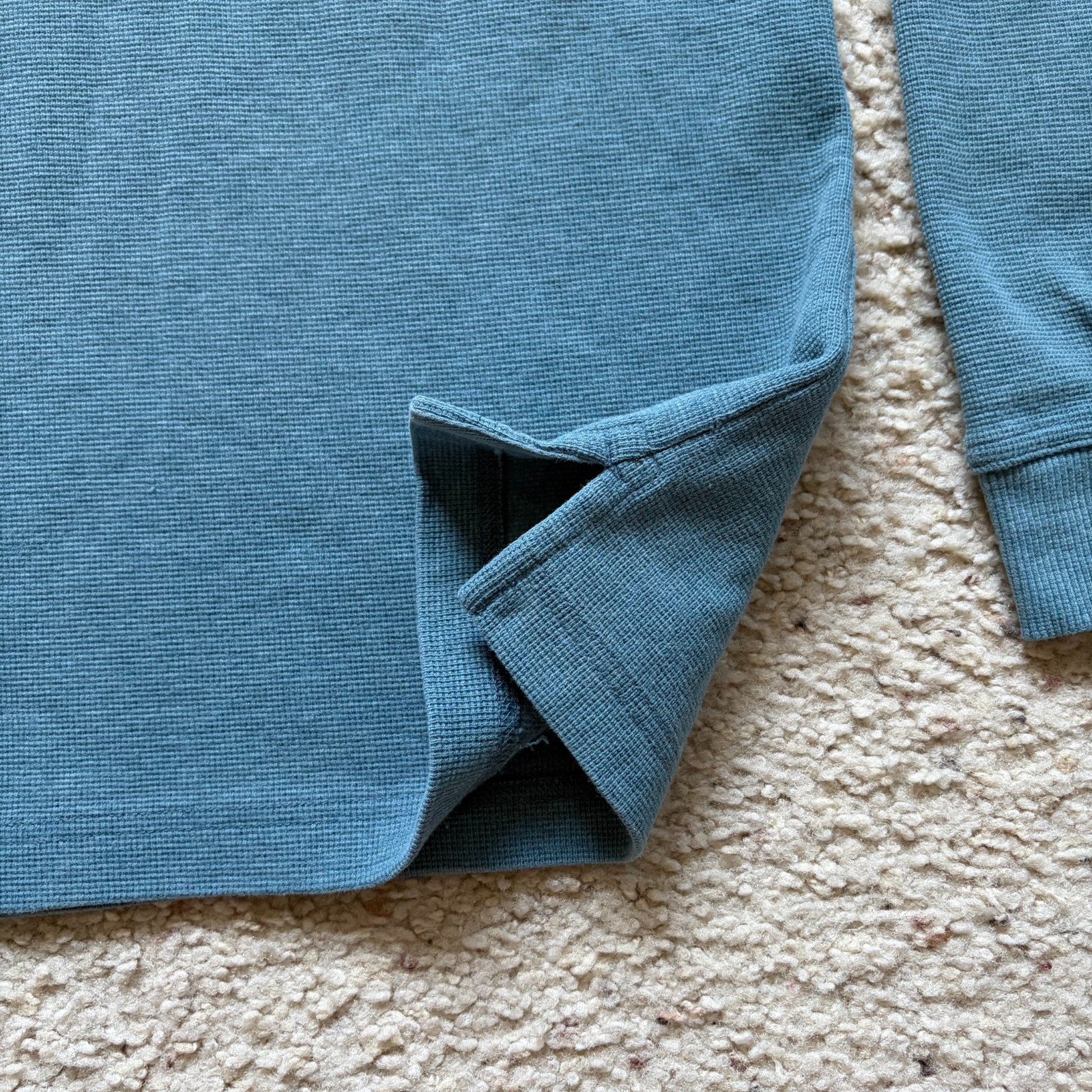 L.L. Bean 3 Button Waffle Knit Long Sleeve Henley Shirt Mens M Blue Slim 502225 gallery