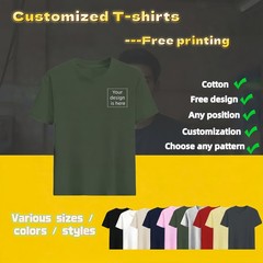 Personalized T-shirts, customizable with your text,photos or logo made of cotton