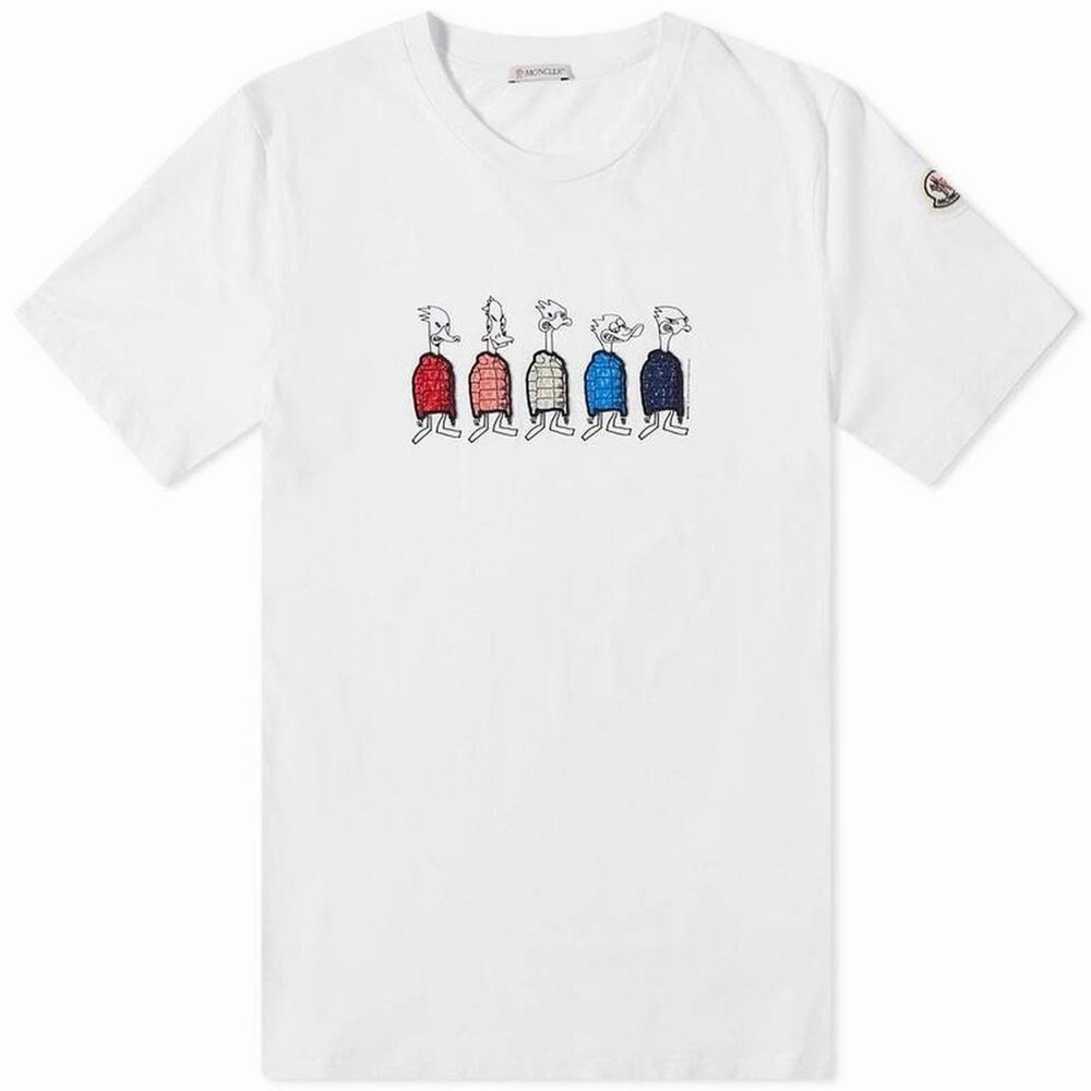 Moncler Men’s Rubber Patch Logo T-Shirt in White Size L