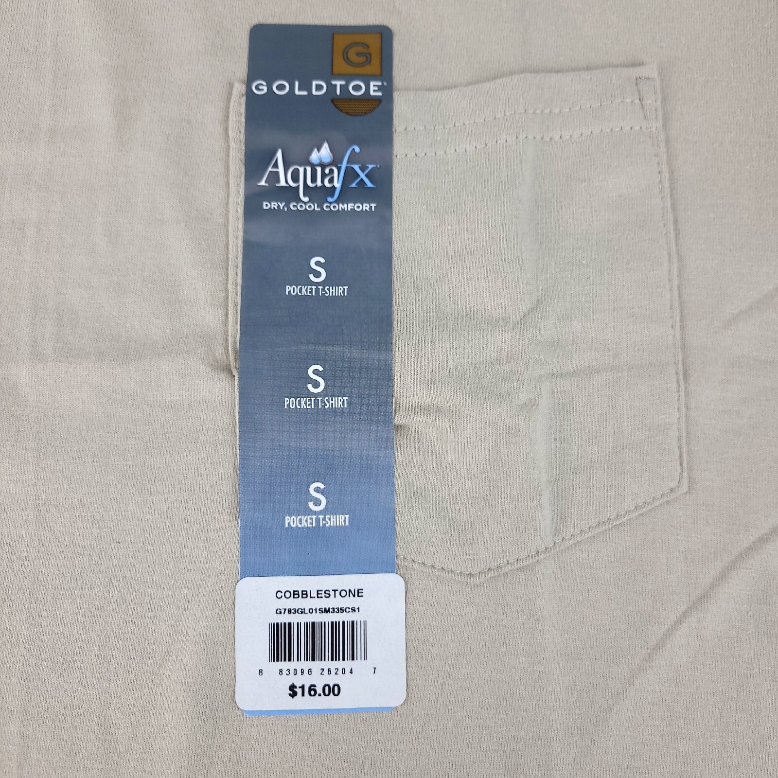 Gold Toe Men's Crew Neck Pocket T-Shirt Size Small 34-36 Cobblestone New gallery