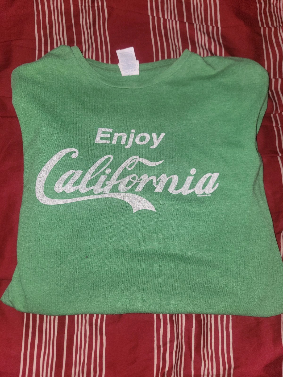 Green T-Shirt ENJOY CALIFORNIA XL Printed Casual Fashion Urban Unisex Tee Faded gallery