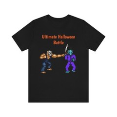 Splatterhouse vs Friday 13th NES SEGA Halloween Mashup Video Game Pixel T Shirt