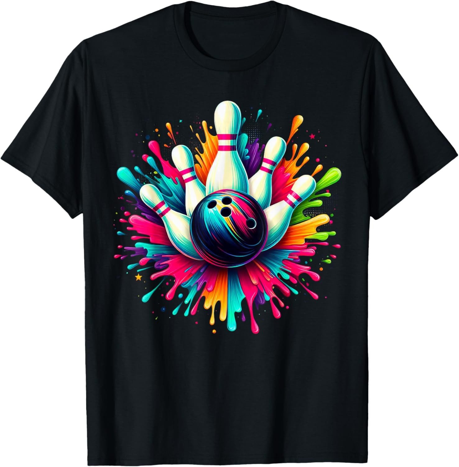 Colorful Bowling Game Day Bowling Cute Colorsplash Ball T-Shirt gallery