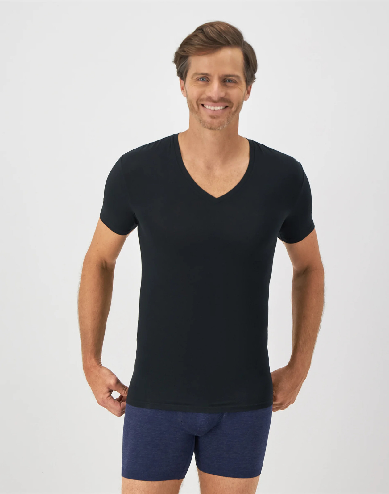 Hanes Perfect Flex Men's Tee, Black V-Neck Undershirt, 1-Pack gallery