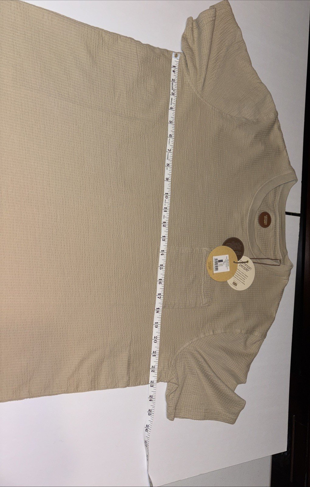 Common People Waffle Knit Tee Shirt Ribbed Stone/Tan Size Large NWT $75 gallery