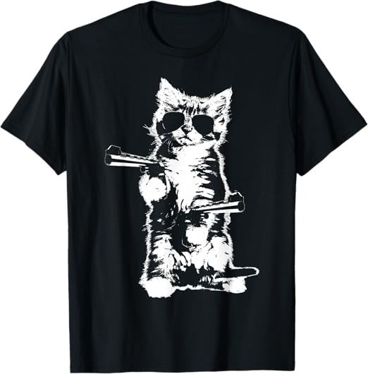 Funny Cat T-Shirt Black Short Sleeve Unisex All Size S-234XL