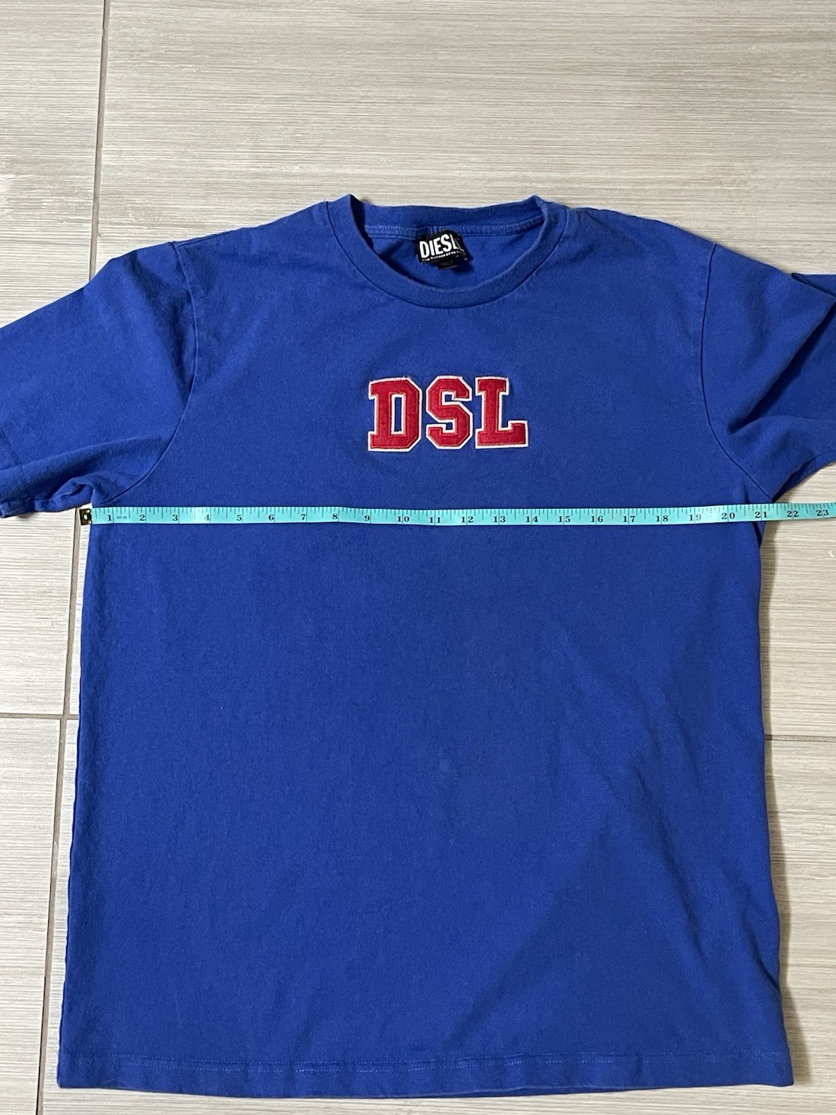 Diesel Venice State Embroidered Blue T Shirt Double Sided Men’s Fits Large (XL) gallery