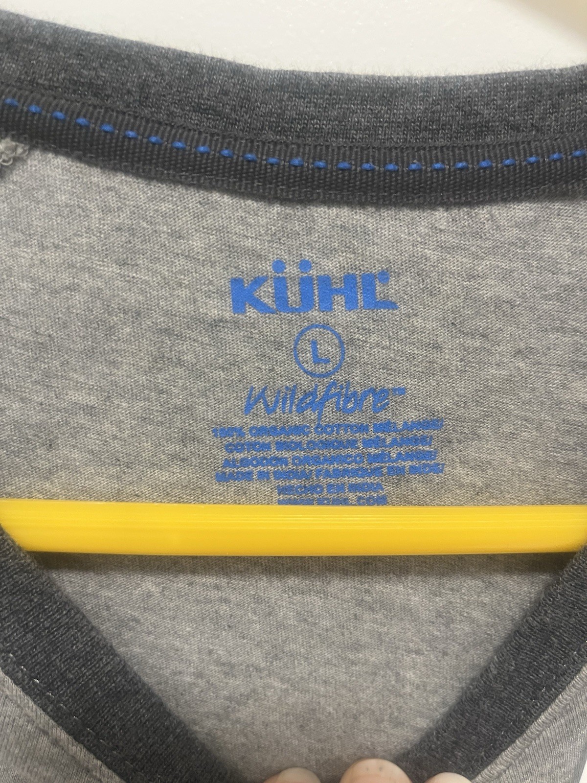 Kuhl killer fibre men’s large 3/4 length sleeve 2 tone gray 100% organic cotton gallery