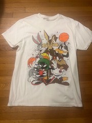 Space Jam All Over Graphic Print T-Shirt Shirt Tee Men 90’s Looney Tunes Movie