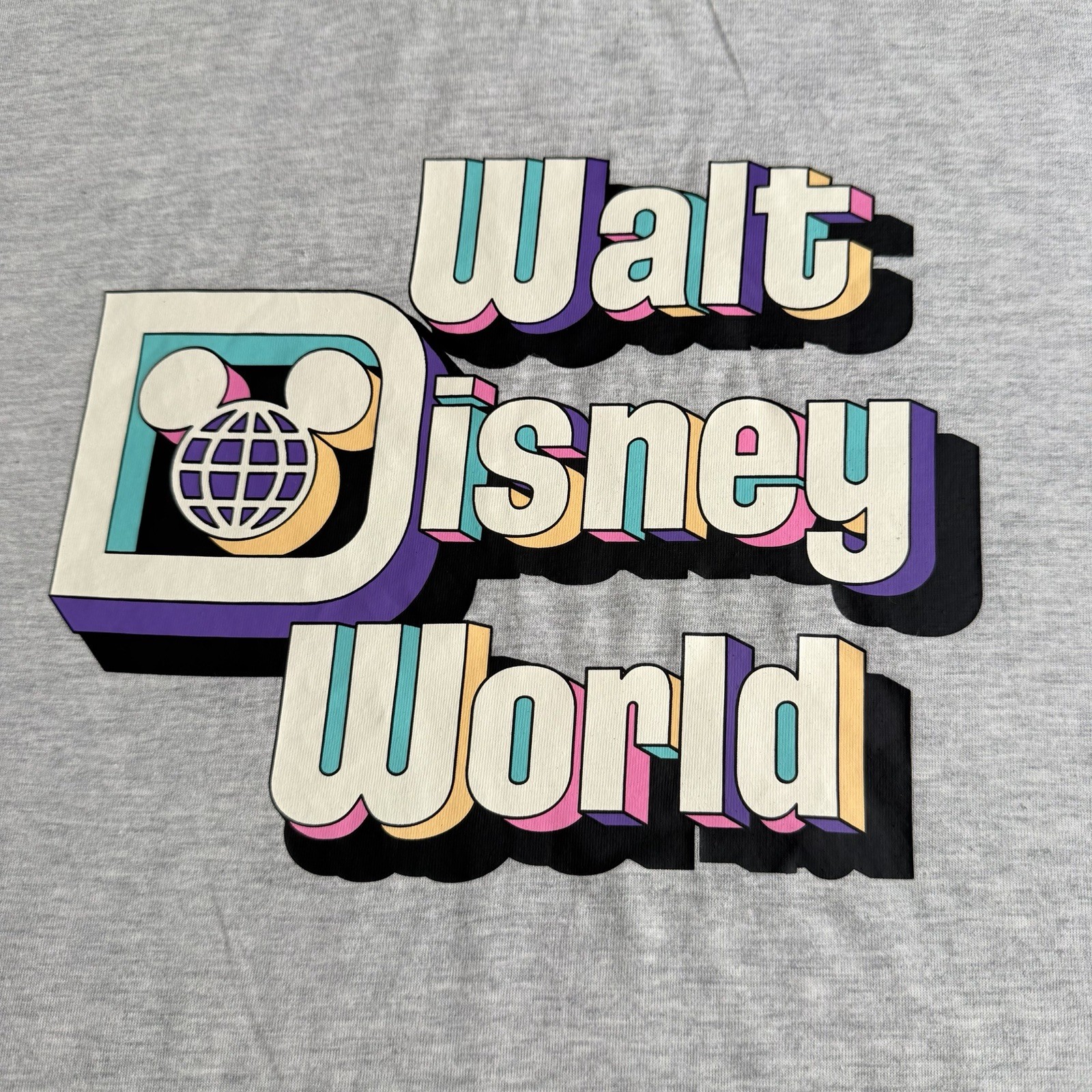 Walt Disney World Mens T Shirt Small Grey Marl Retro Disney Logo Chest 40" gallery