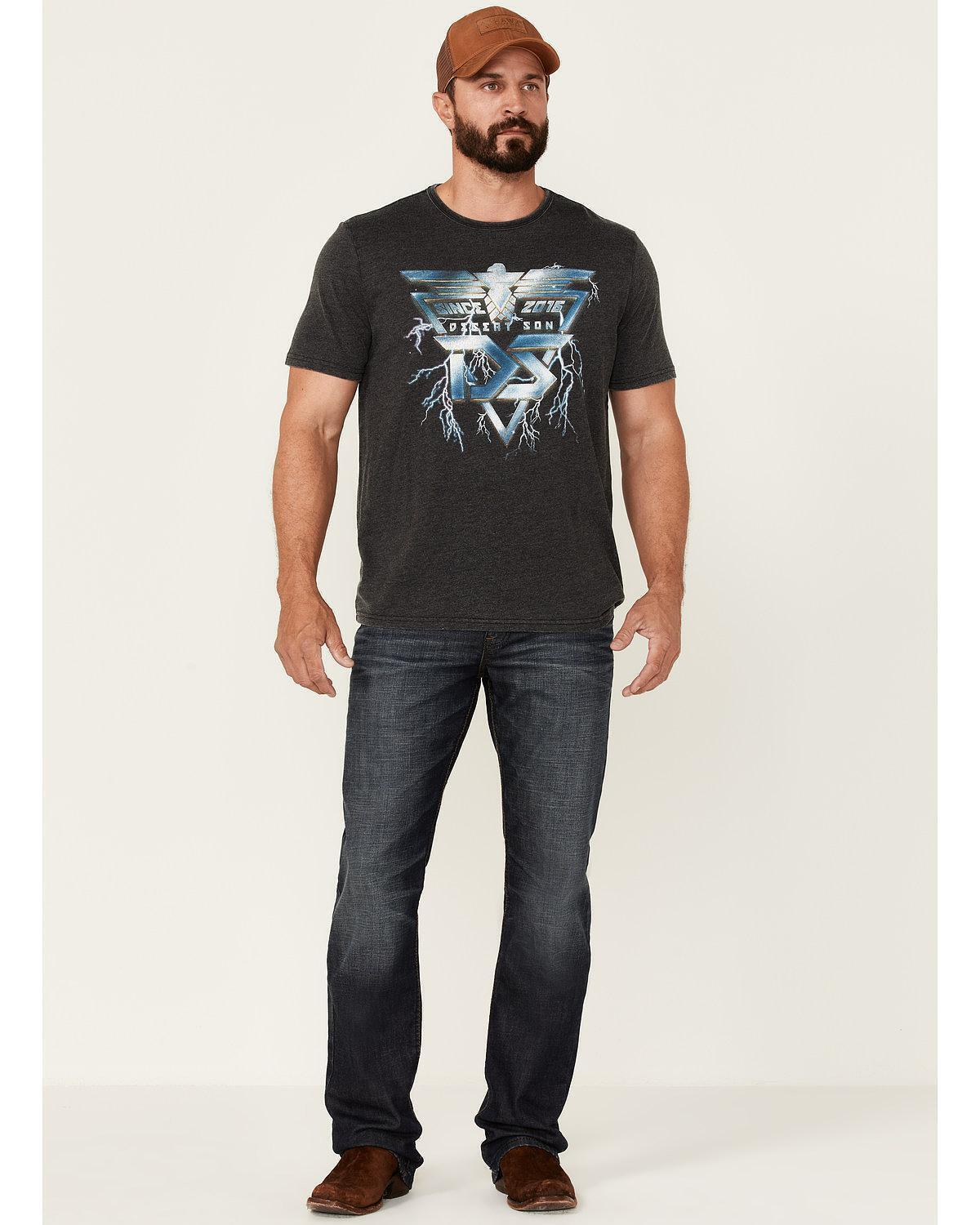 Flag & Anthem Men's Graphic Tee-Shirt Charcoal Desert Son Lightning MSRP $26.50 gallery