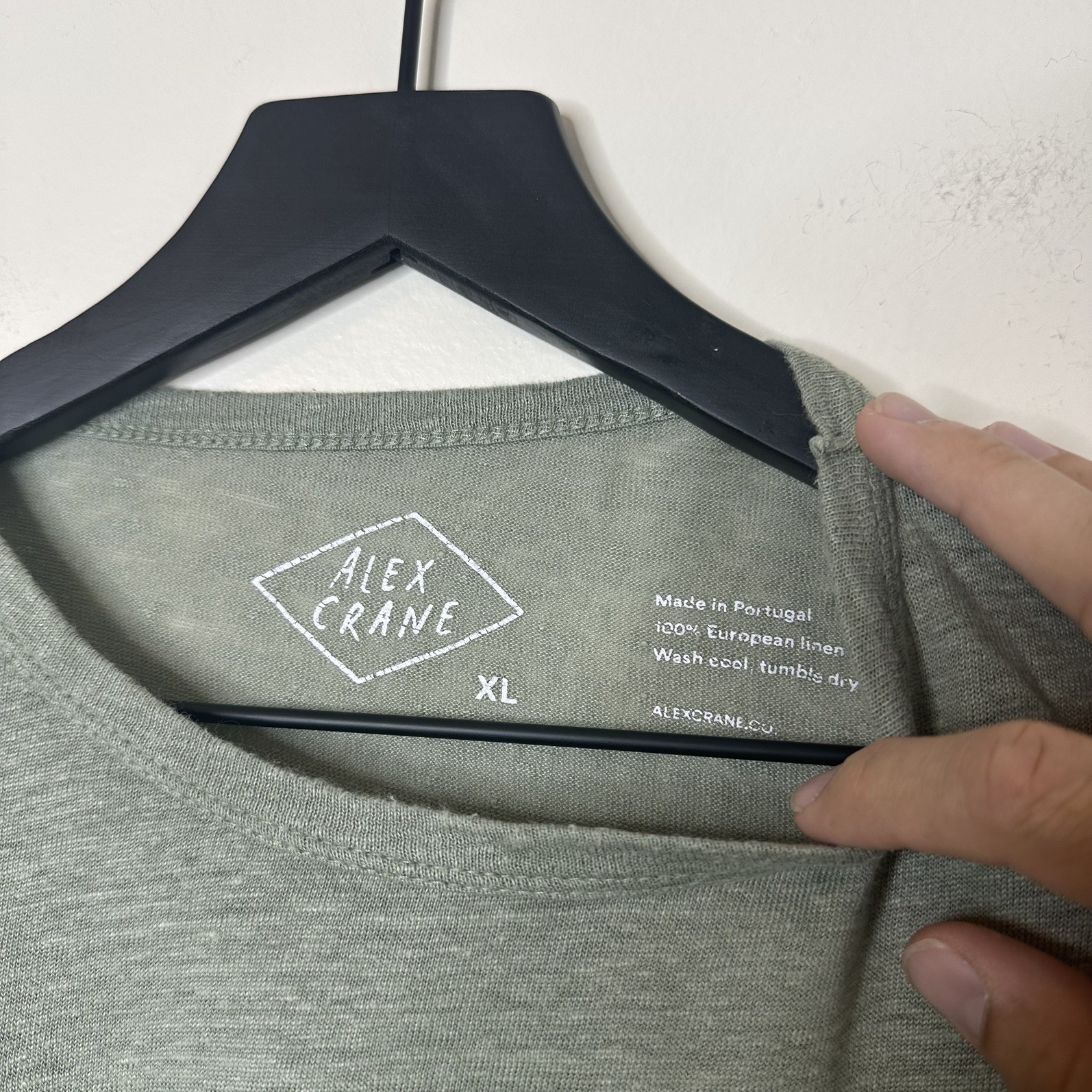 Alex Crane 100% Linen T Shirt Mens XL Essential Knit Sun Tee Moss Green Thin gallery