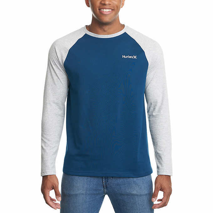 NWT Hurley Men’s Raglan Long Sleeve Tee, Light Weight