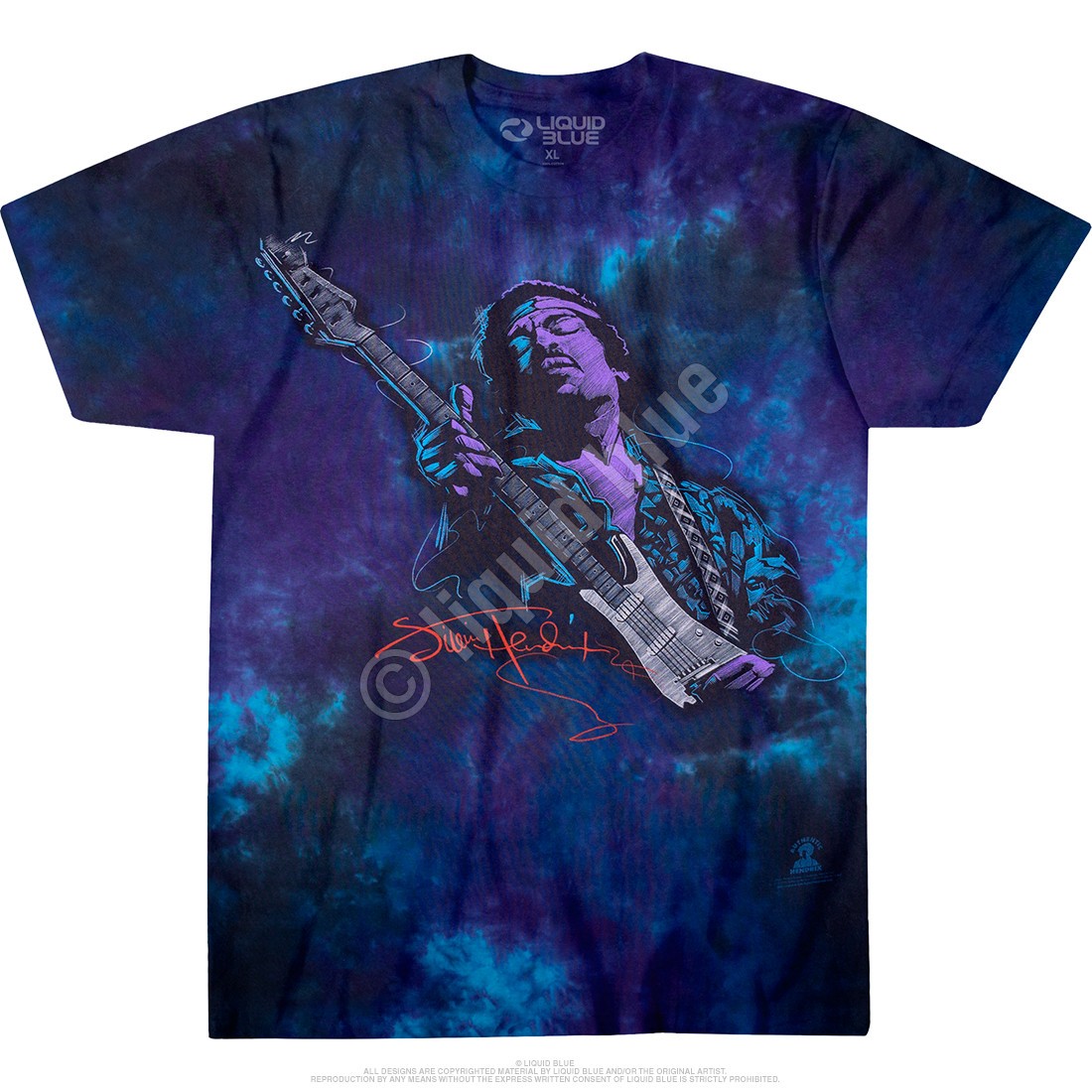 Jimi Hendrix Soul Power Tie-Dye T-Shirt Liquid Blue gallery