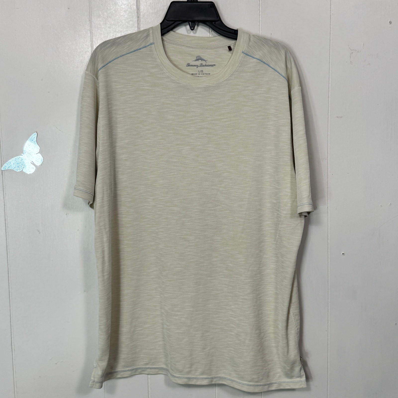 Tommy Bahama Mens L/G Beige Tencel Polyester Short Sleeve T Shirt Beach Casual gallery