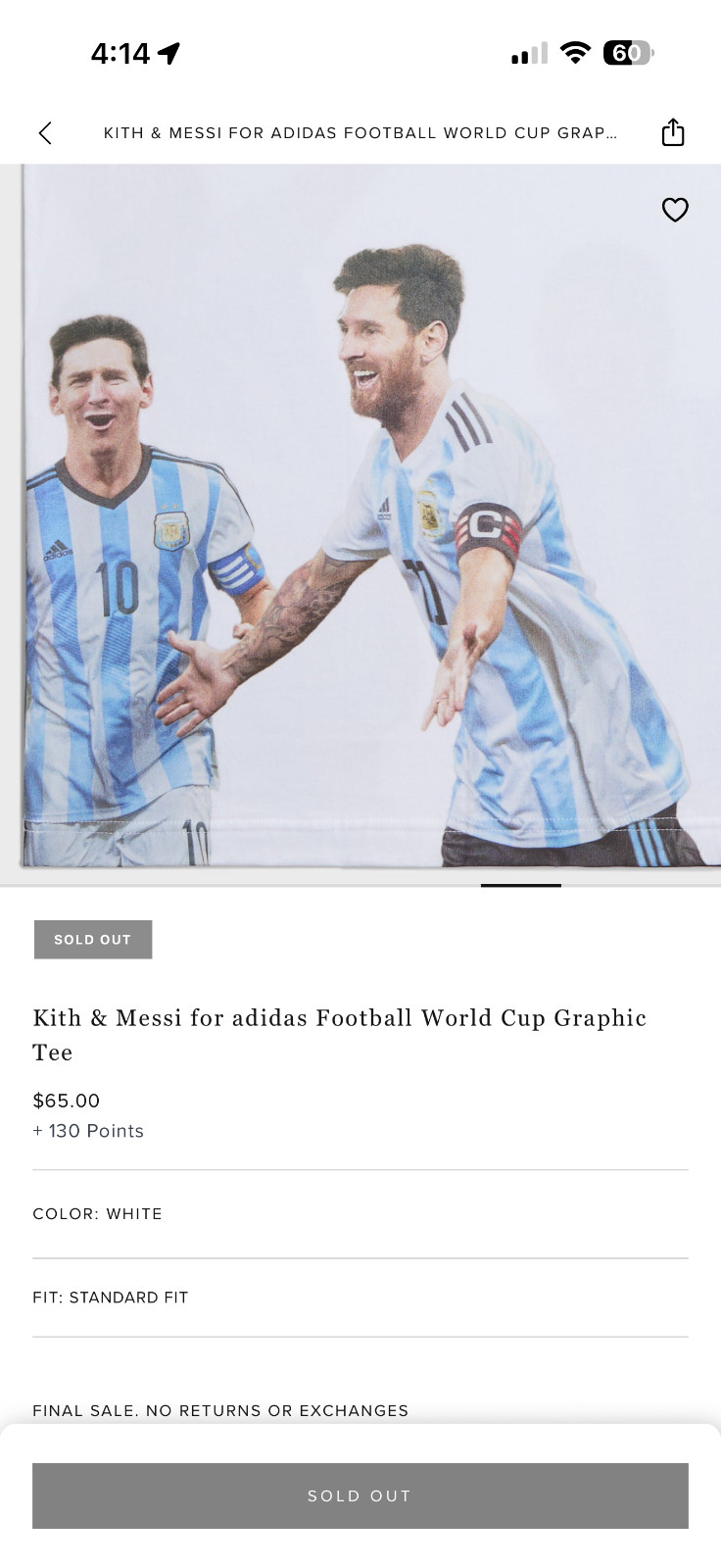 Kith & Messi for adidas Football World Cup Graphic Tee Size XL - IN HAND gallery