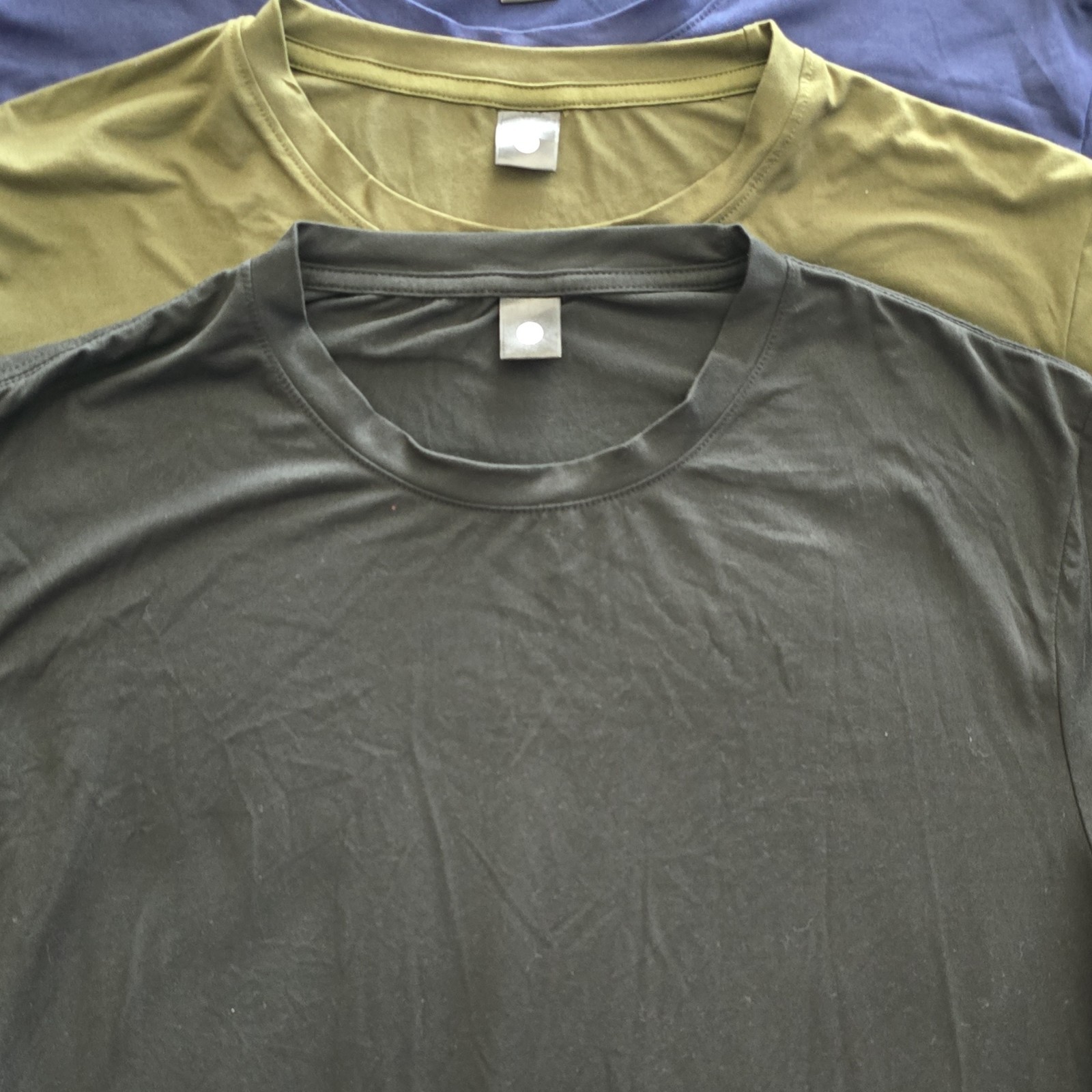 Men's XXL Solid Cotton Crew Neck T-Shirts Black Olive Navy Blue Set of 3 gallery