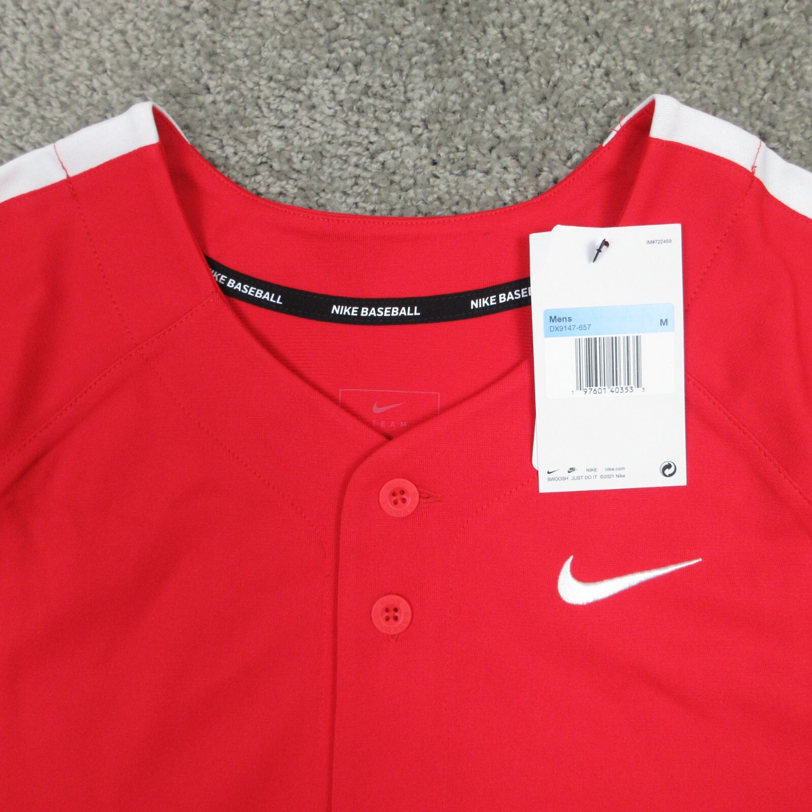 Nike Baseball Jersey Mens Medium Red Custom Blank Vapor Full Button Swoosh NWT gallery