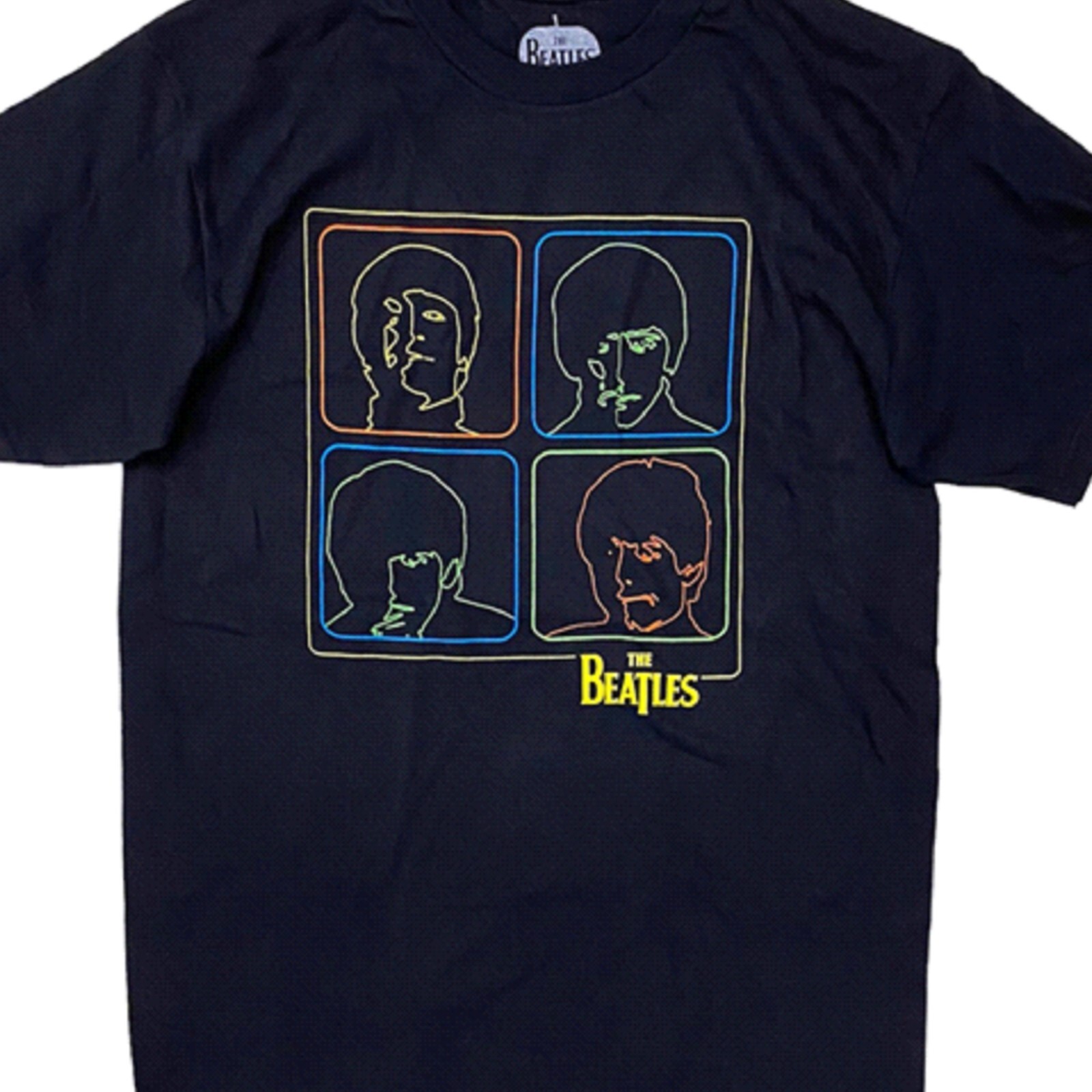 The Beatles Neon Outlined Headshots Men's T-Shirt - NWT gallery