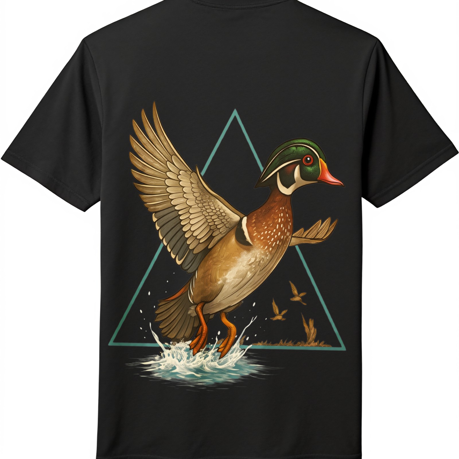 Outdoor 2-Sided Print Hunting Dog&Wood Duck Cotton T-Shirt-Casual Unisex Tee gallery
