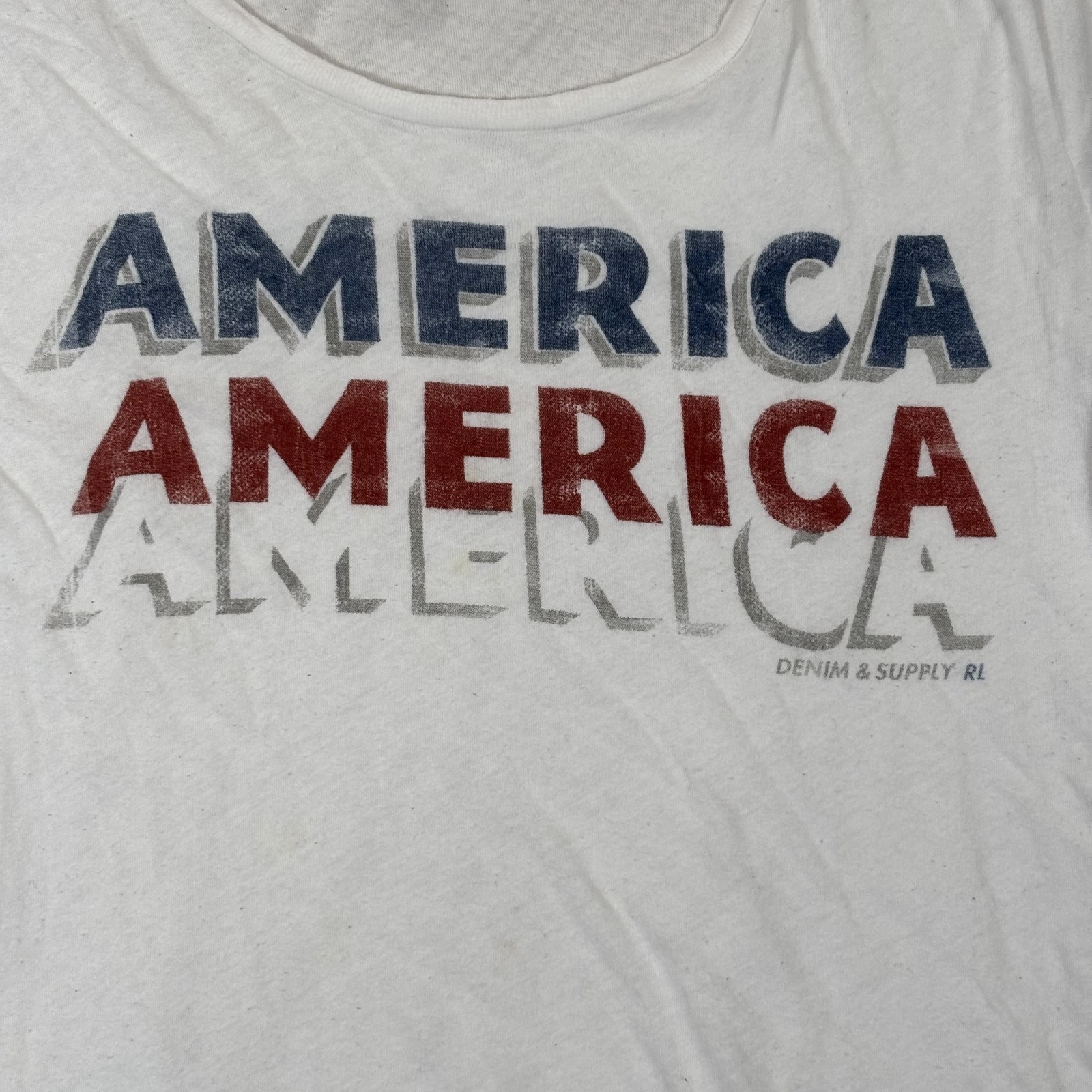 Denim & Supply Ralph Lauren Women Sz M America Graphic T-Shirt White *READ* gallery