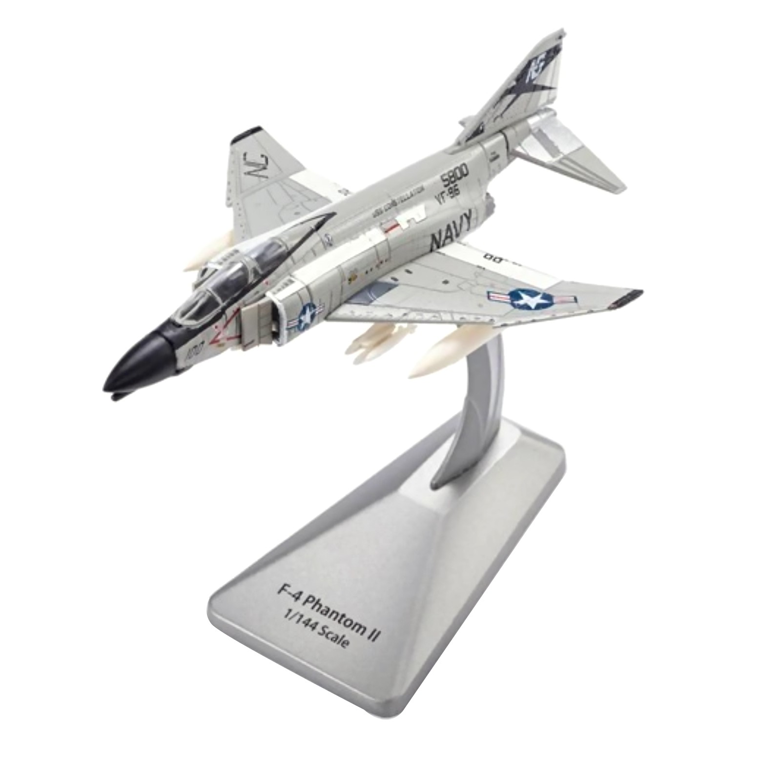 1PCS Alloy US Navy F-4 Phantom II Fighter Model 1/144 Scale With Display Stand
