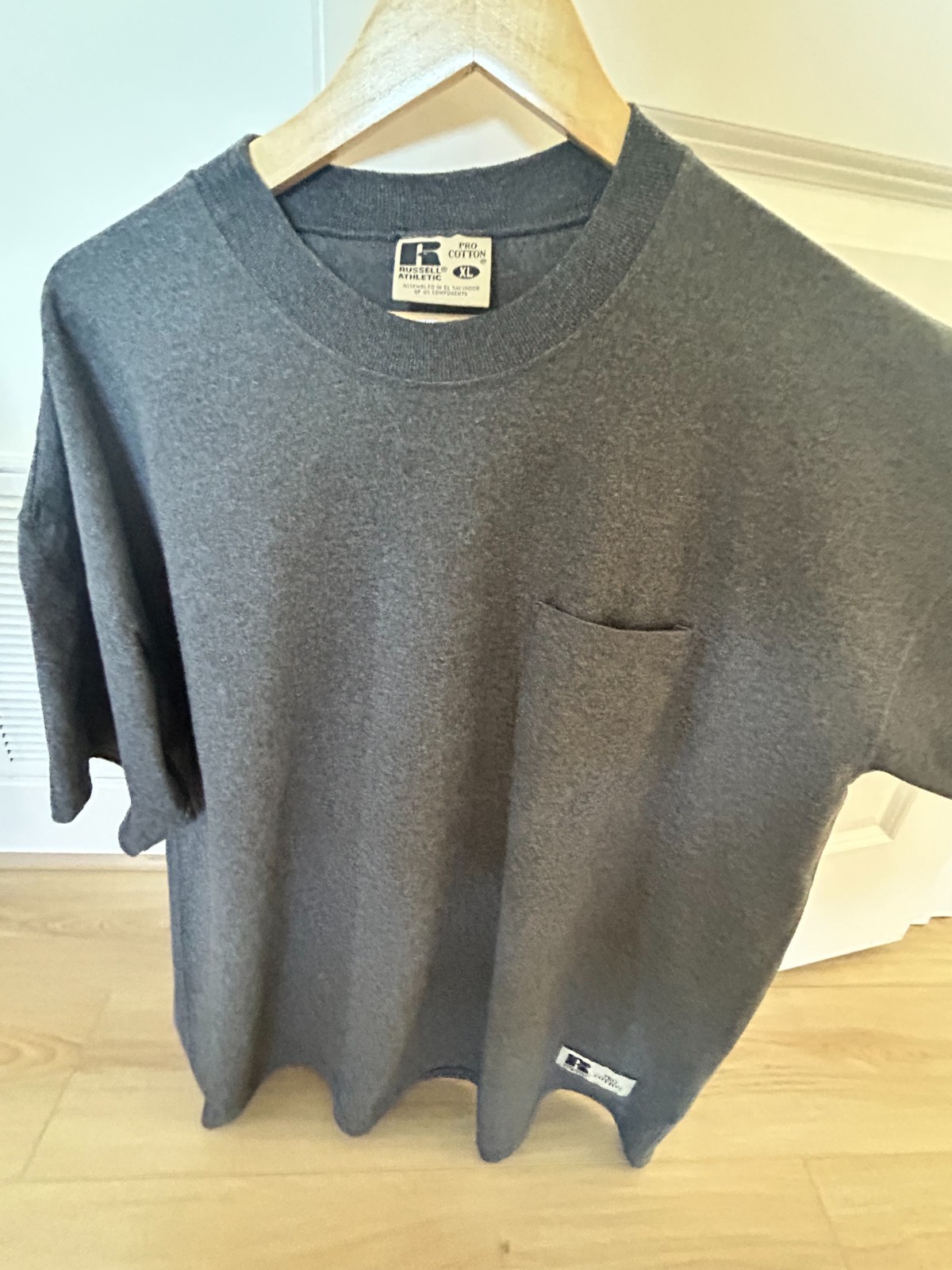 VTG 90’s Russell Athletic Pro Cotton Heavyweight Pocket Tee Blank Gray Men’s XL gallery